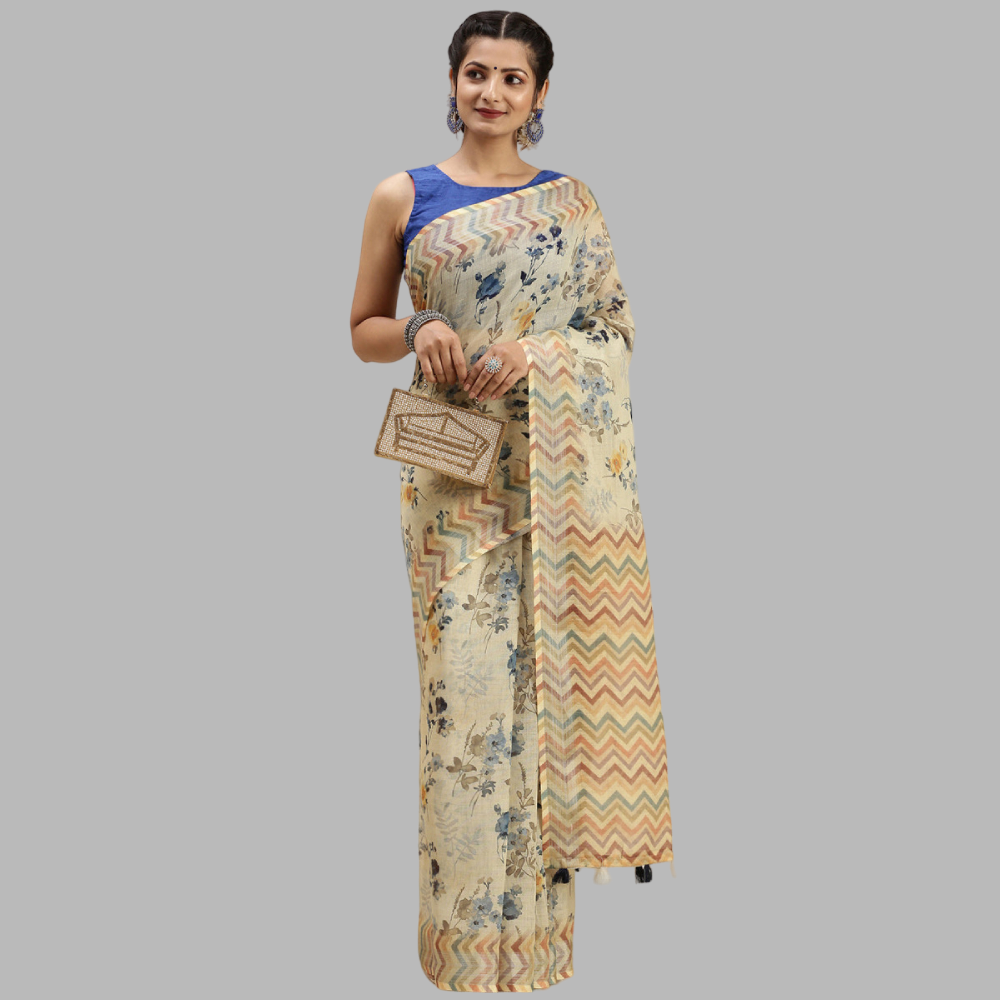  Semi Linen Printed Sarees