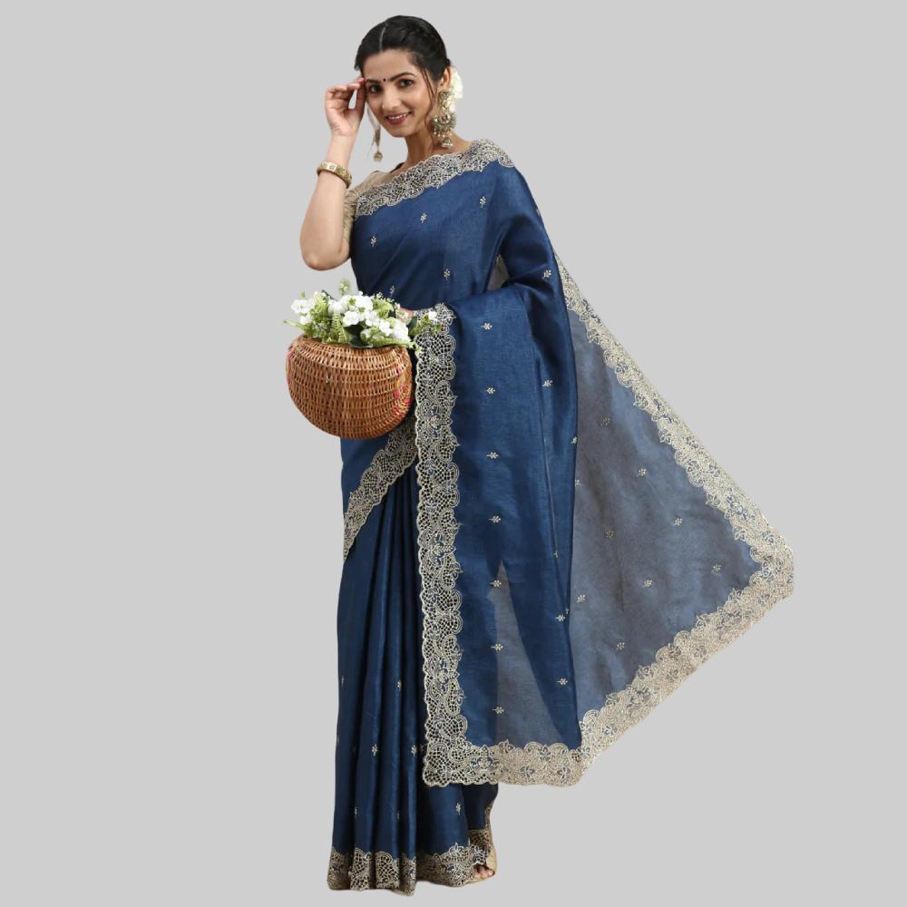  Semi Tussar Woven Embroidery Sarees