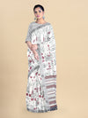 Semi Cotton Grey Flower Printed Saree CPS25