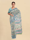 Pure Cotton Green & Orange Flower Printed Saree PCS29