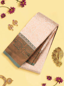  Womens Semi Silk All Over Designed Sandal Saree with Green Zari Border SS24