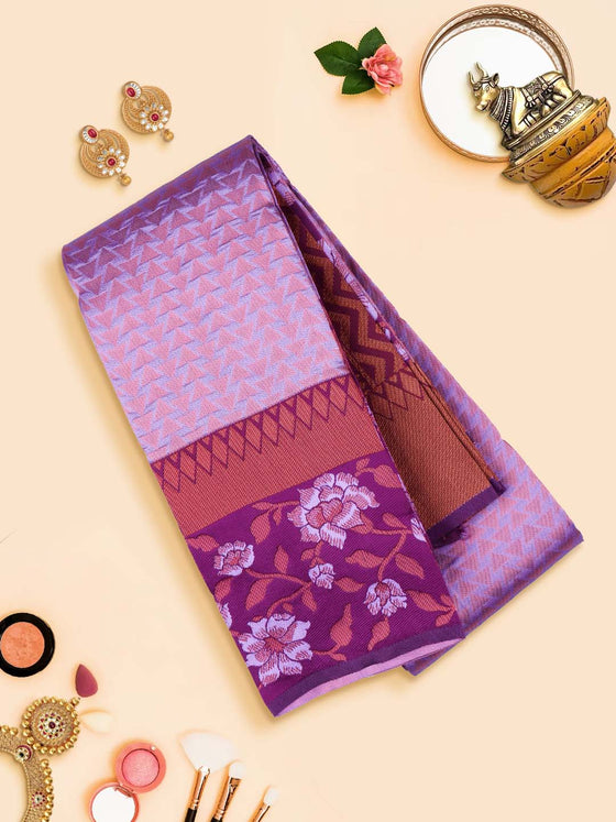 Semi Raw Silk Violet Colour Saree with Contrast Purple Border SRS30