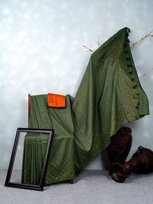  Semi Tussar Flower Embroidery Green Colour Saree ST81