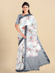  Semi Cotton Grey Colour Printed Saree CPS26