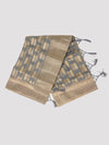 Stylish Grey Leaf Design Semi Kora Cotton Saree SK69