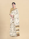 Semi Cotton Sandal & Green Flower Printed Saree CPS19