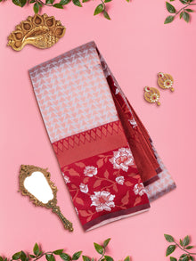  Semi Raw Silk Light Purple Colour Saree with Contrast Maroon Border SRS28