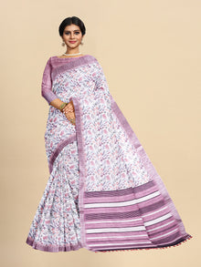  Semi Cotton Lavender Flower Printed Saree CPS21