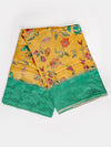 Semi Raw Silk Yellow & Green Colour Printed Saree with Embroidered Border SRS18