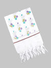 Super Fine Cotton White Print Bath Towel