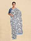 Pure Cotton White & Black Leaf Design Printed Saree PCS45