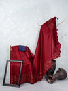 Semi Tussar Flower Embroidery Maroon Colour Saree ST80