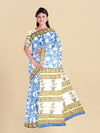 Pure Cotton Blue & Off White Flower Printed Saree PCS31