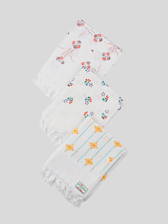 White Print Bath Towel 4092 (2 PCs Pack)