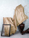 Semi Raw Silk Beige Colour Printed Saree with Embroidered Border SRS21
