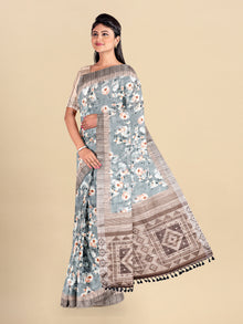  Semi Cotton Blue Colour Flower Printed Saree CPS20