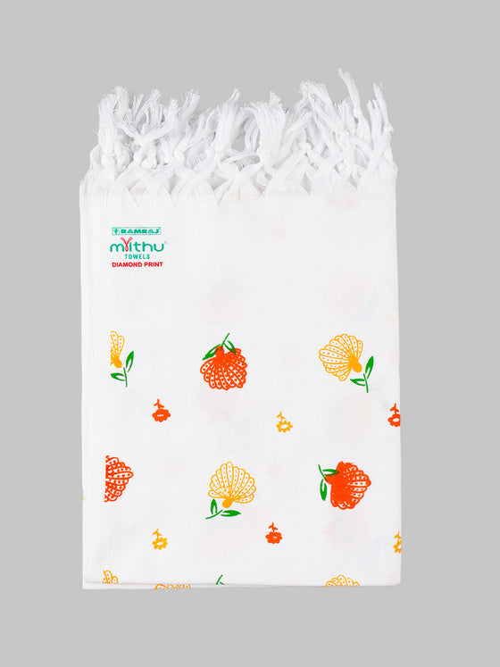 Diamont Print Cotton White Bath Towel