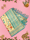 Women Sandal & Green Floral Printed Dola Silk Saree DSP01