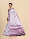 Semi Cotton Lavender Flower Printed Saree CPS21
