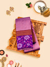 Semi Raw Silk Violet Colour Saree with Contrast Purple Border SRS30