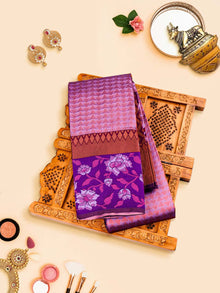  Semi Raw Silk Violet Colour Saree with Contrast Purple Border SRS30