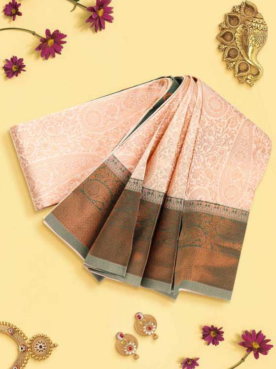Womens Semi Silk All Over Designed Sandal Saree with Green Zari Border SS24