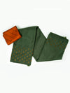 Semi Tussar Flower Embroidery Green Colour Saree ST81