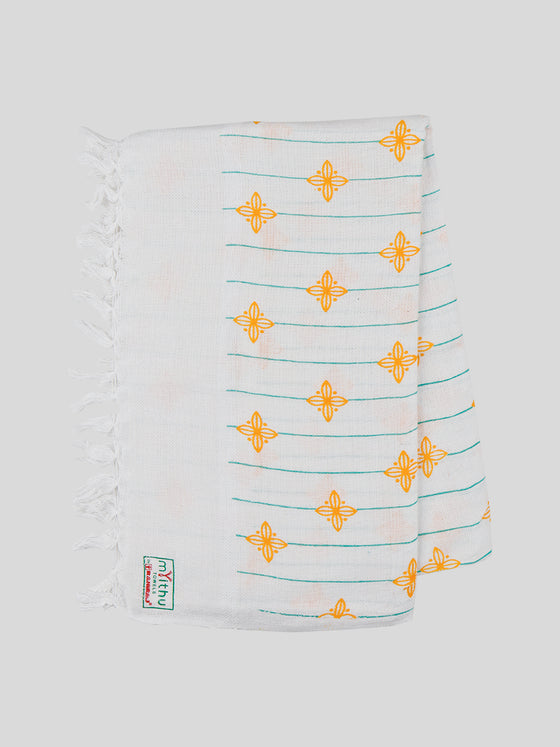 White Print Bath Towel 4092 (2 PCs Pack)