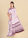 Semi Cotton White & Pink Colour Flower Printed Saree CPS35