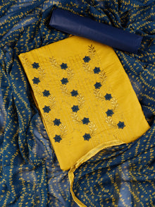  Embroidery Yellowish Green Colour Cotton Dress Material DM66009