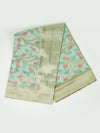 Stylish Leaf Design Sky Blue & Pink  Semi Kora Cotton Saree SK76