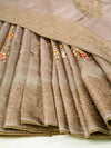 Semi Raw Silk Beige Colour Printed Saree with Embroidered Border SRS21