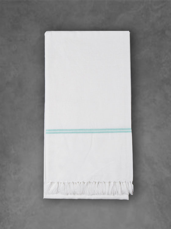 Premium Cotton Soft Feel White with Small Border Bath Towel 1046
