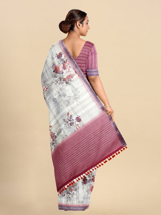 Semi Cotton Sandal & Pink Colour Printed Saree CPS23