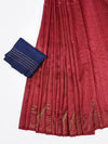 Bhagalpuri Jute Embroidery Saree Maroon BJS34