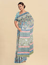 Pure Cotton Green & Orange Flower Printed Saree PCS29