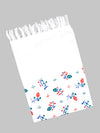 Misty Rose Cotton White Print Bath Towel