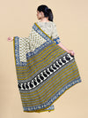 Pure Cotton Sandal & Green Flower Printed Saree PCS27