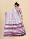 Semi Cotton Lavender Flower Printed Saree CPS21