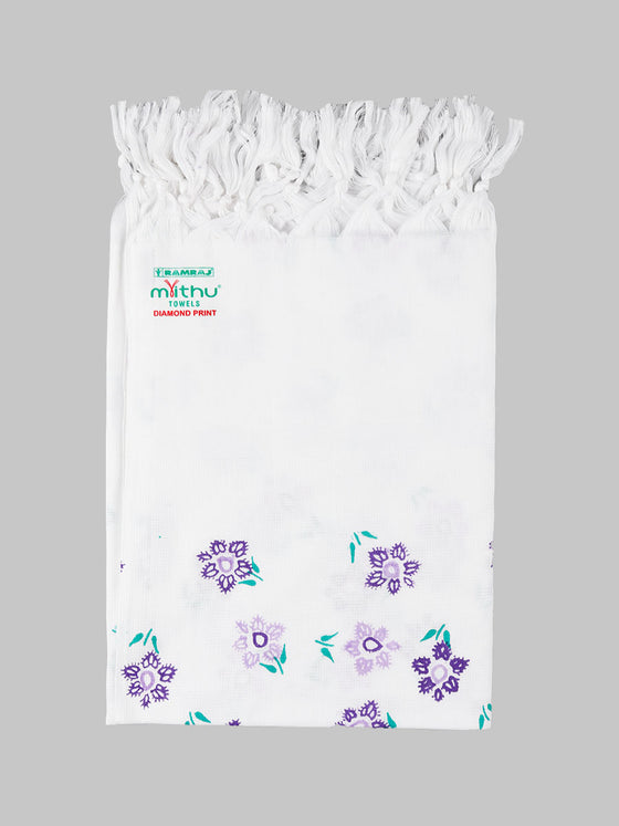 Diamont Print Cotton White Bath Towel