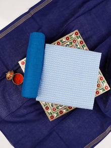  Pure Cotton Dot Embroidered Blue Dress Material DM71