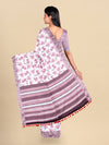 Semi Cotton White & Pink Colour Flower Printed Saree CPS35