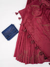 Bhagalpuri Jute Flower Embroidery Saree Purple BJS40
