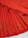 Bhagalpuri Jute Embroidery Saree Dark Orange BJS32