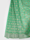 Stylish Flower Design Blue & Sandal Semi Kora Cotton Saree SK73