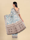 Semi Cotton Blue Colour Flower Printed Saree CPS20
