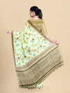 Semi Cotton Sandal & Green Flower Printed Saree CPS24