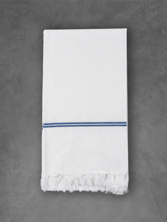 Premium Cotton Soft Feel White with Small Border Bath Towel 1046