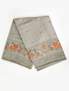 Semi Raw Silk Grey Colour Printed Saree with Embroidered Border SRS15