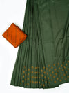 Semi Tussar Flower Embroidery Green Colour Saree ST81